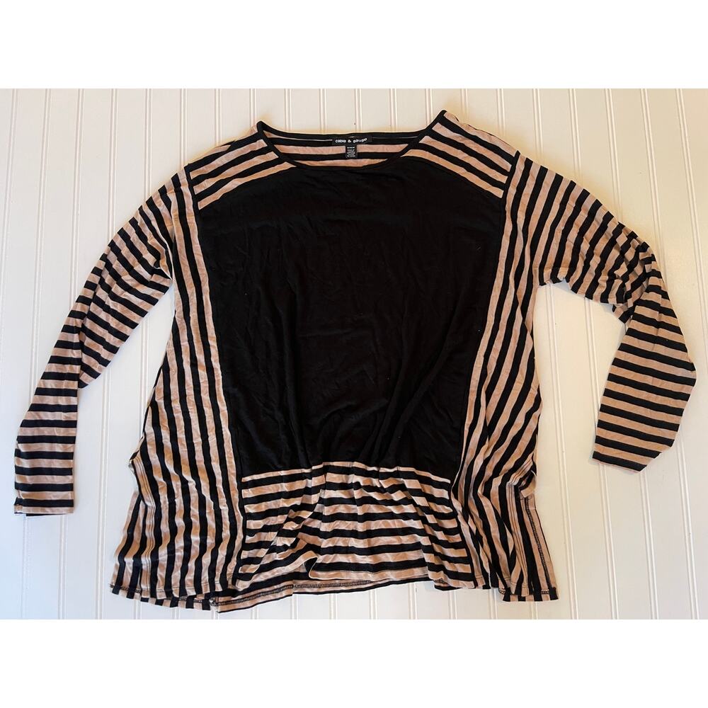 Cable & Gauge Striped Oversized Flowy Soft T Shirt‎ Top Size Womens Medium